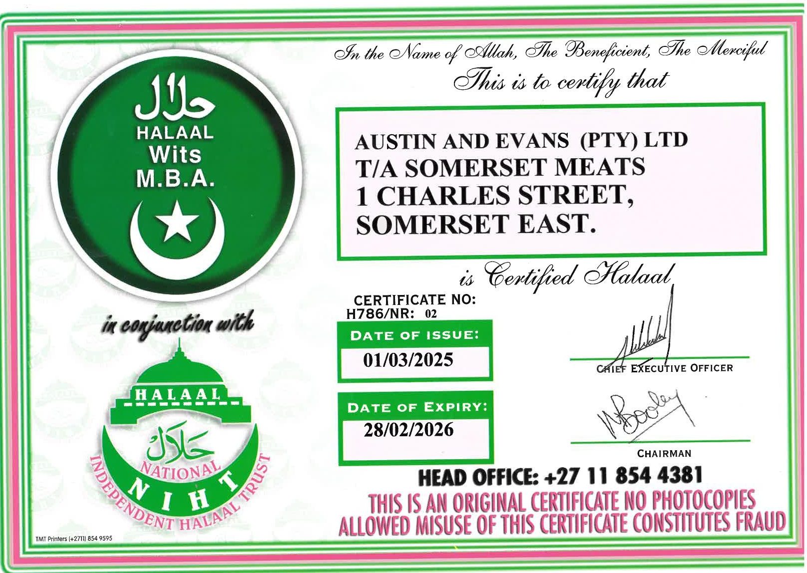 Halaal Certificate - 2025-1